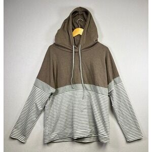Butgood Colorblock Striped Hoodie Pullover Long Sleeve Casual Top XXL